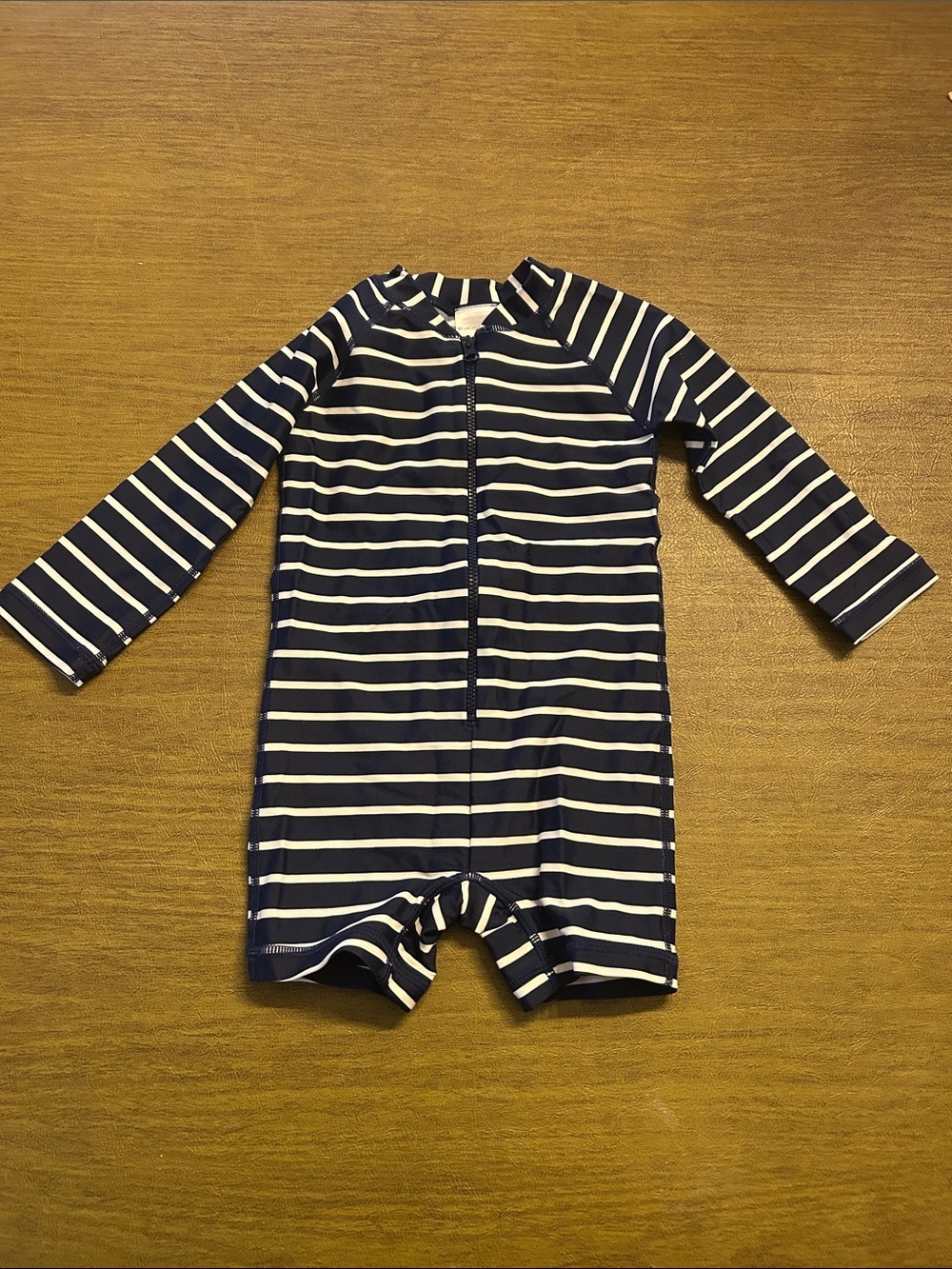 Hanna Andersson Striped Navy and White Baby Rashguard One-Piece size 18-24